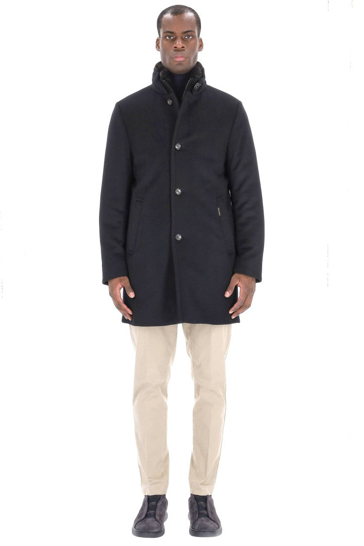Moorer Bond-Fur-Le Wool-Cashmere Coat With Fur Collar