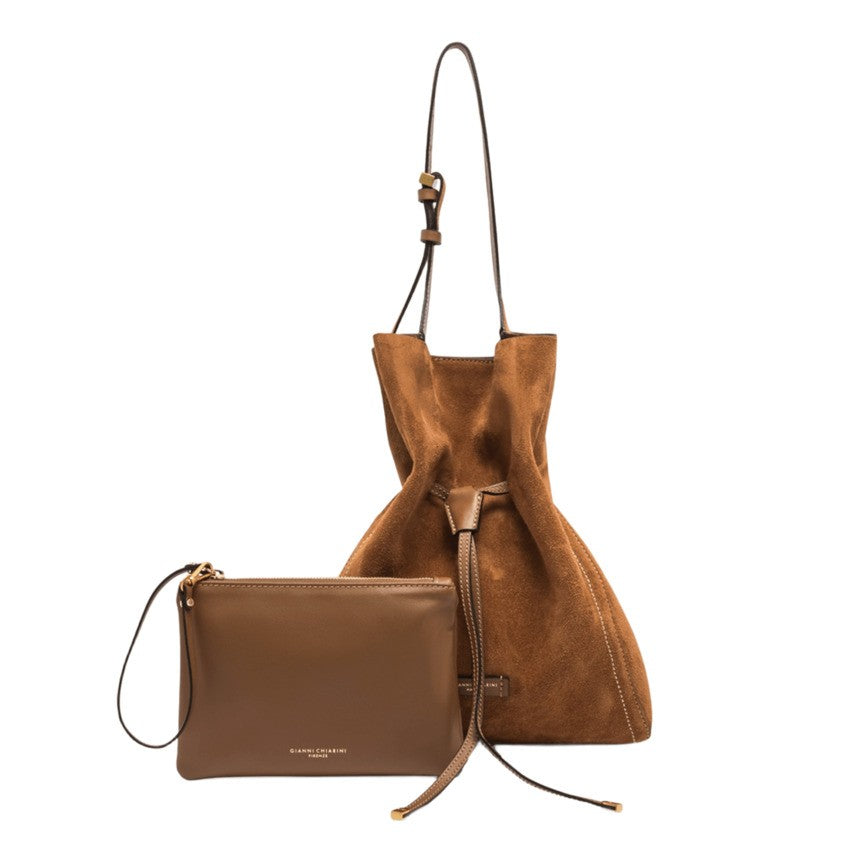 Gianni Chiarini Suede Handbag With Contrasting Stitching