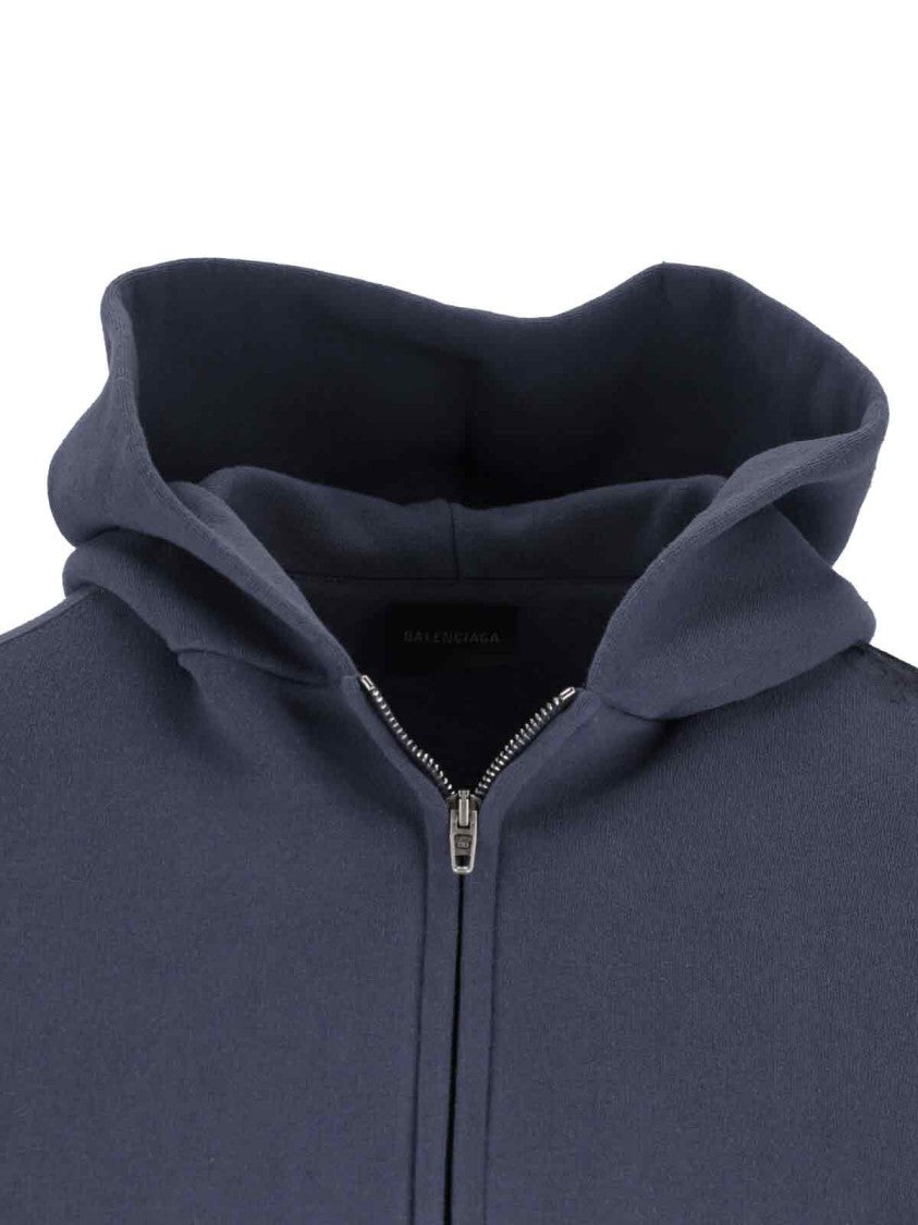 Balenciaga Logo Zip Hoodie – Blue