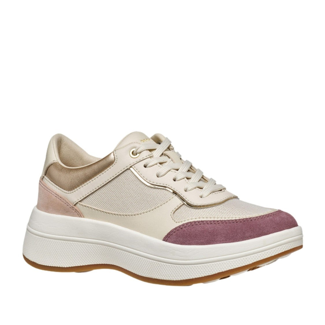 Geox Spherica Ecub-3 Beige Suede-Accent Sneakers