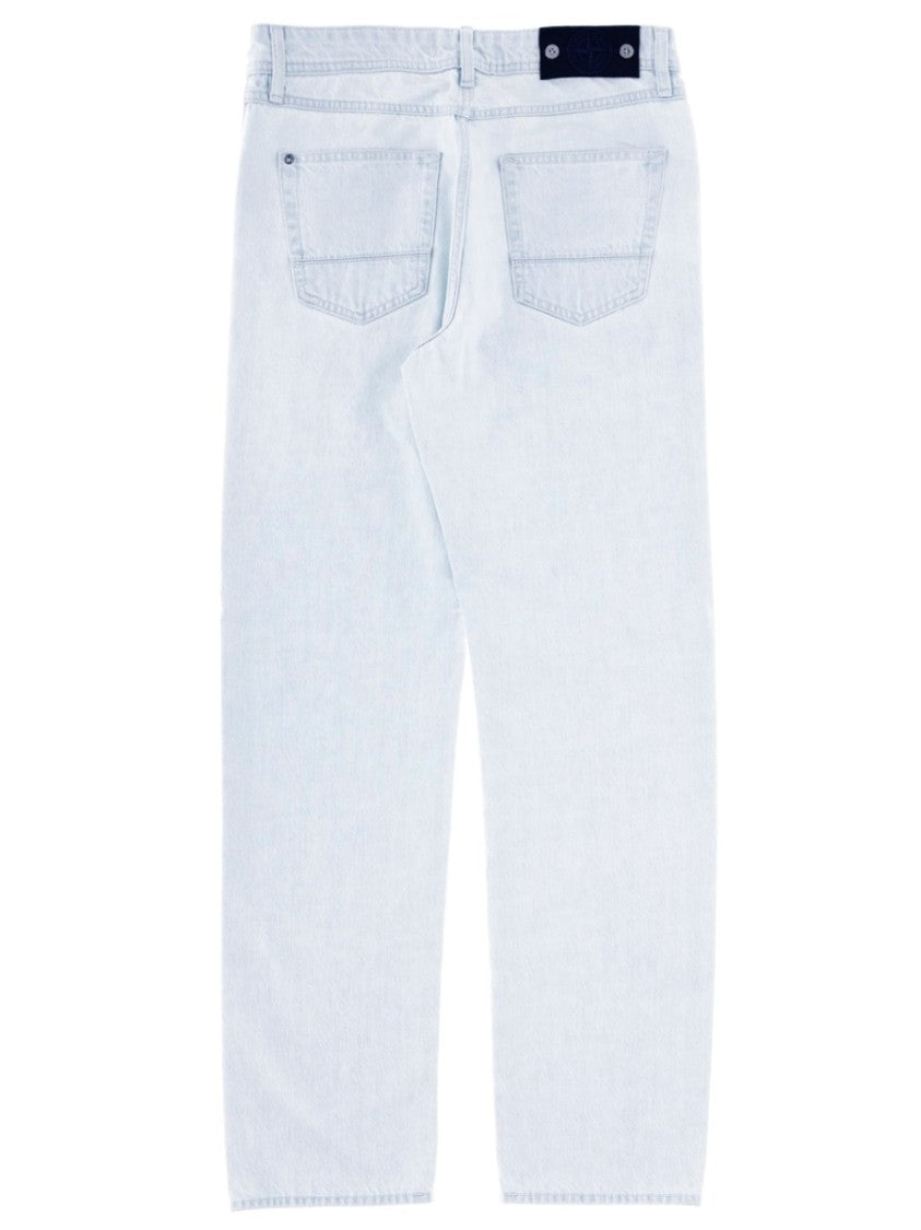 Stone Island Light Wash Cotton Five-Pocket Jeans