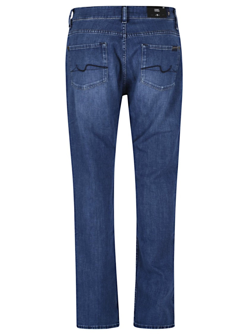 7 For All Mankind Classic Straight-Leg Blue Denim Jeans