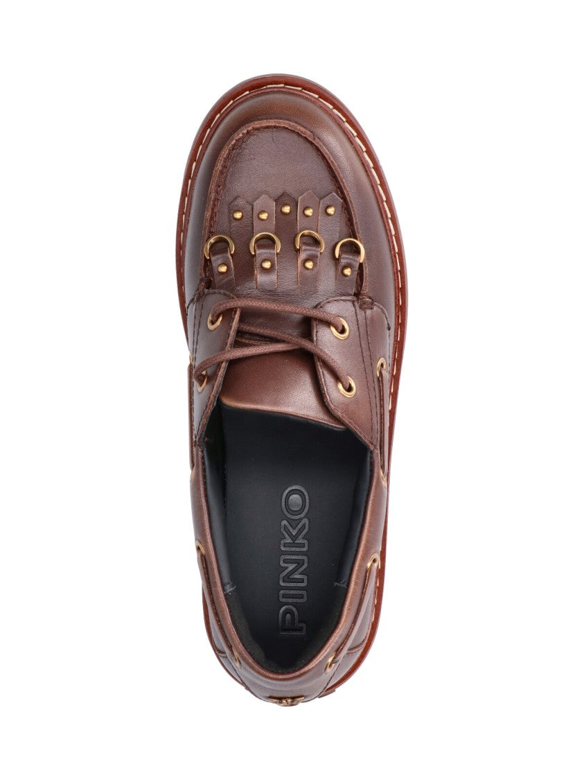 Pinko Brown Margaret 01 Platform Calfskin Shoes