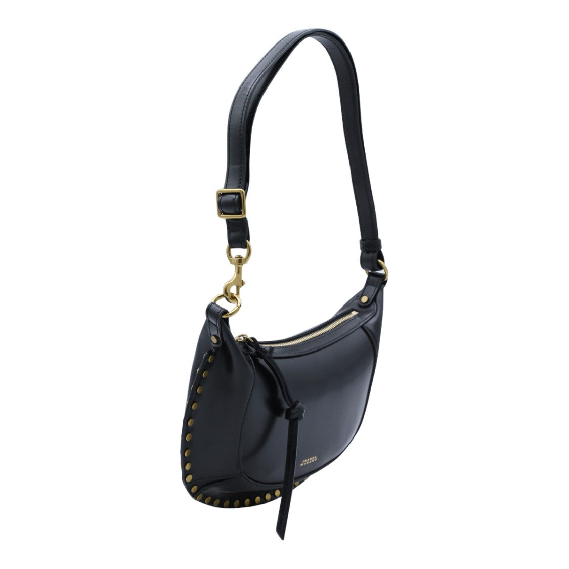 Isabel Marant Crescent-Shaped Black Shoulder Bag With Gold-Tone Accents