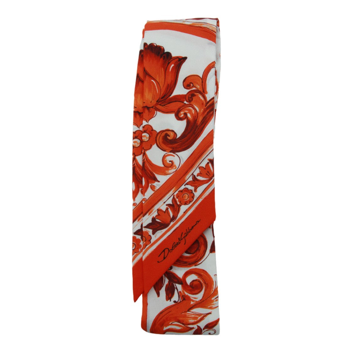 Dolce & Gabbana Long Narrow Scarf With Intricate Baroque Floral Pattern