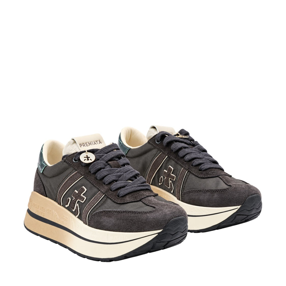 Premiata Chunky Platform Multi-Material Sneakers