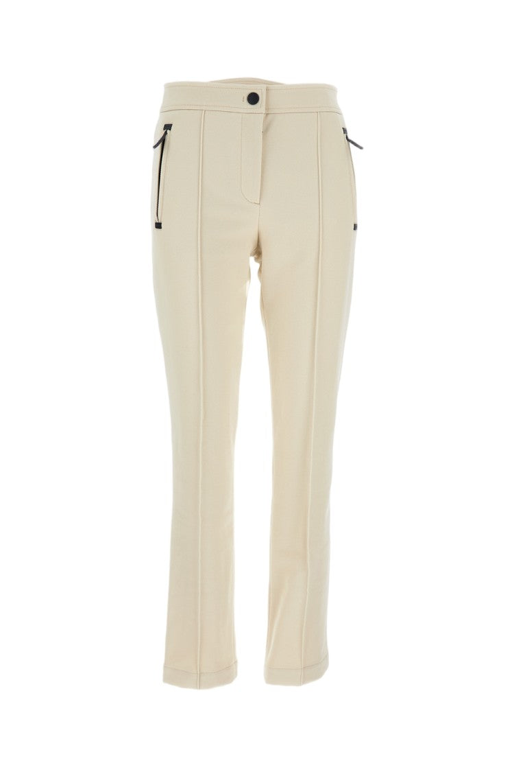 Moncler Grenoble Beige Tailored Cropped Trousers With Shaped Waistband
