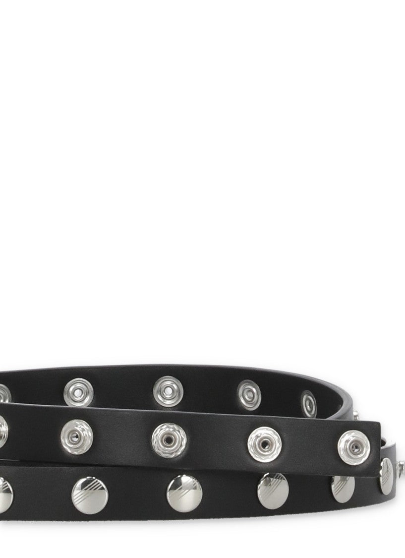 The Attico Black Studded Leather Closure Belt