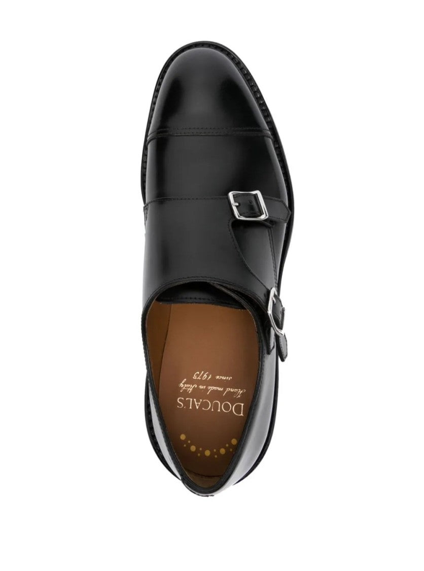 Doucal's Black Double Buckle Loafers