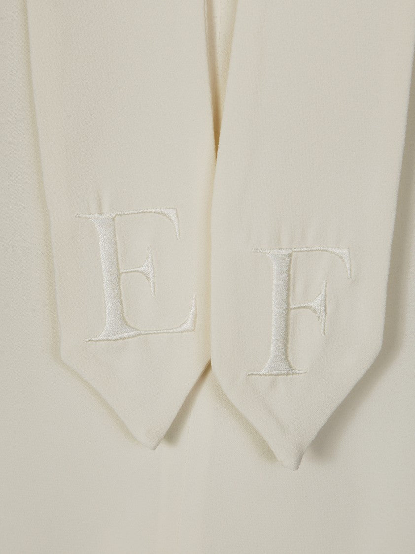 Elisabetta Franchi Creamy White Blouse With Scarf Detail