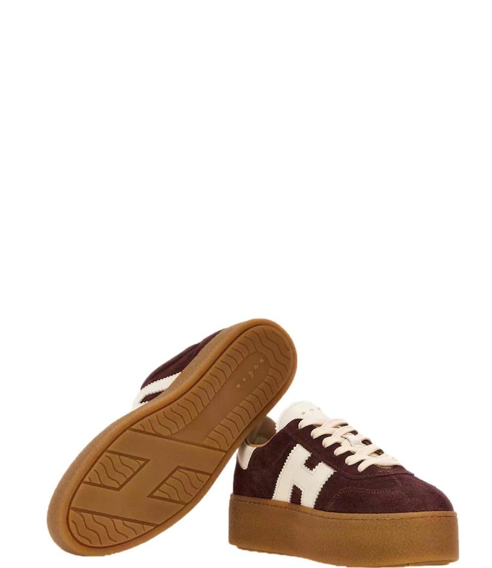 Hogan Burgundy H698 Allacciato H Suede Platform Sneakers