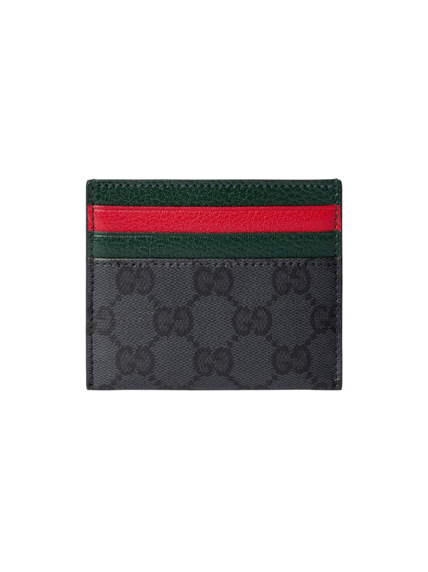 Gucci Black Coated Gg Canvas Striped Card Case