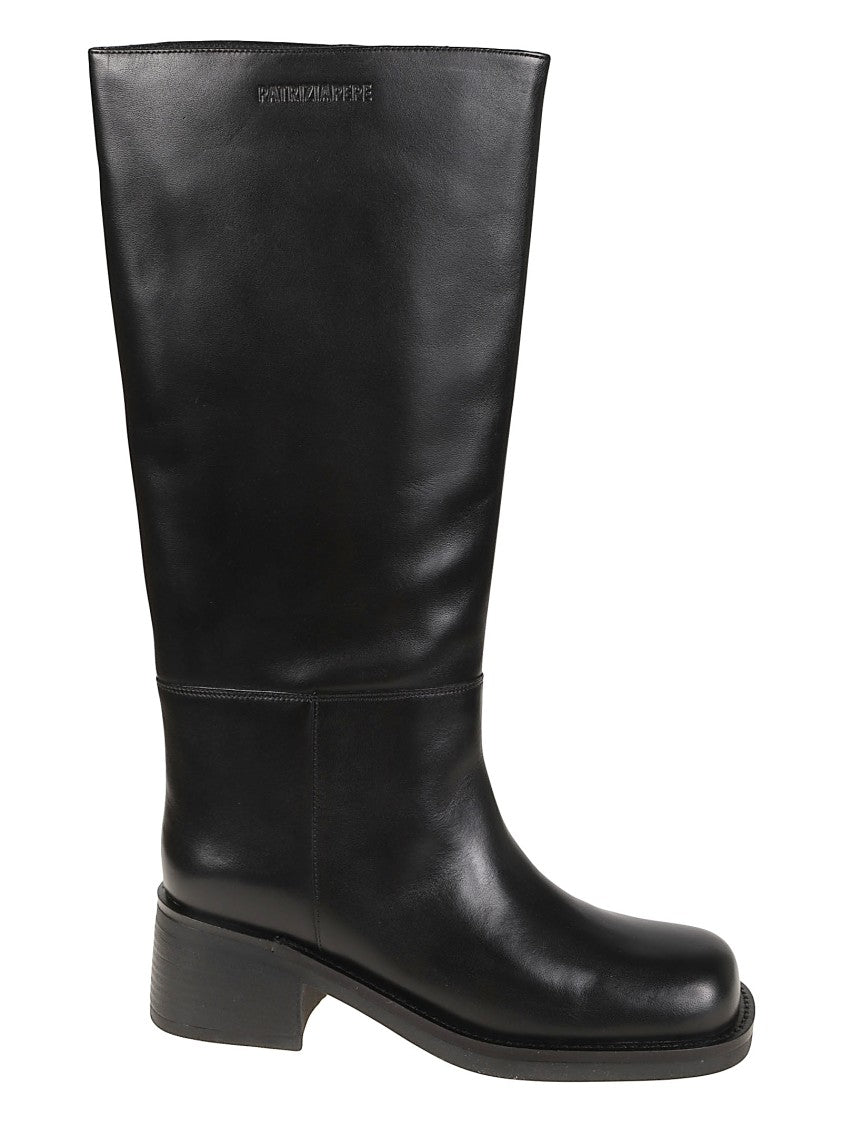 Patrizia Pepe Daily Square Calf Leather Mid-Calf Boots