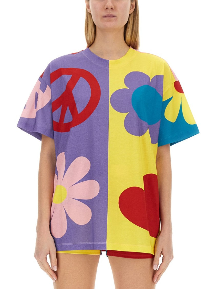 Moschino Patchwork Oversized Jersey T-Shirt With Playful Symbols