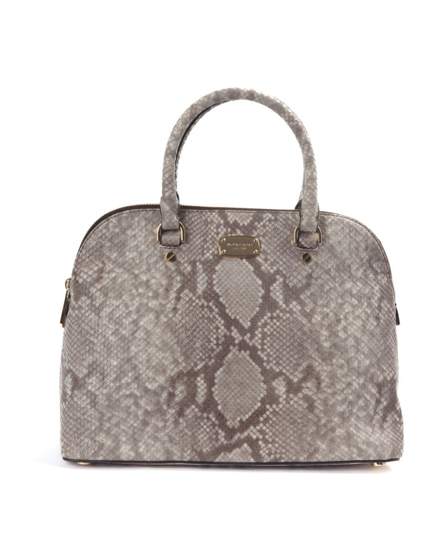 Michael Kors Grey Snake-Embossed Cindy Medium Leather Dome Bag