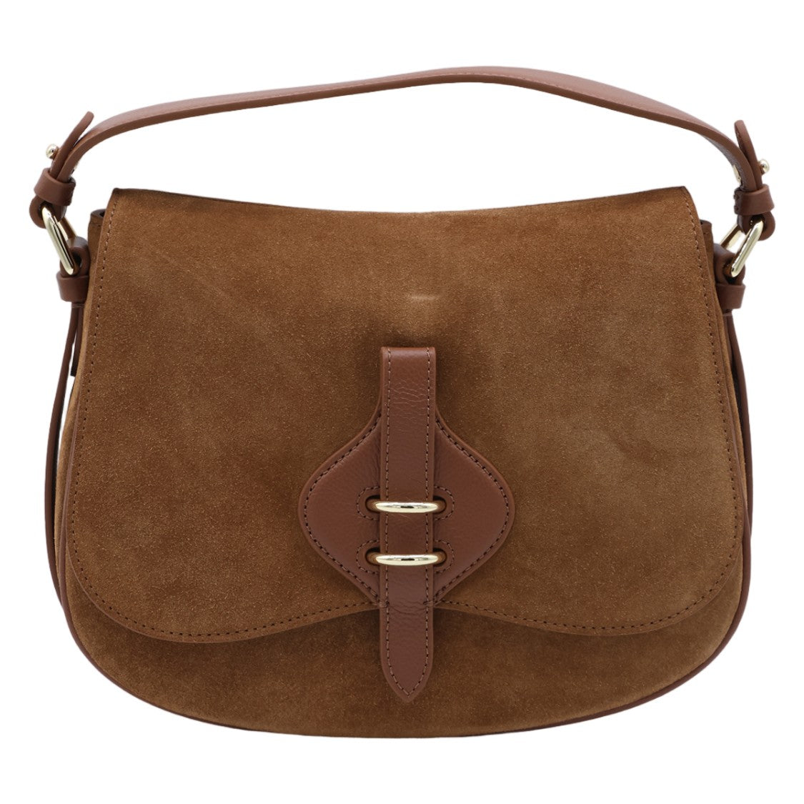 Coccinelle Rounded Rectangular Suede Bag With Leather Strap
