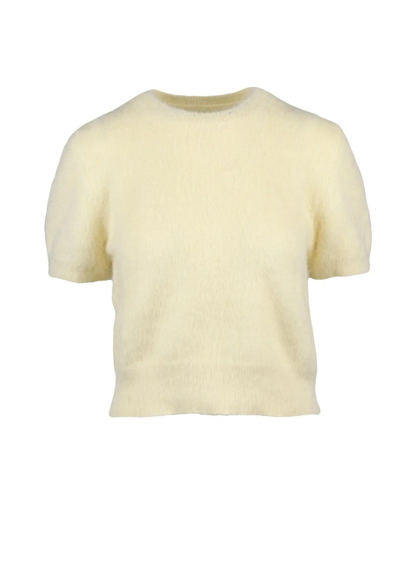 Maison Margiela Angora Blend Short-Sleeved Sweater With Crew Neck Design