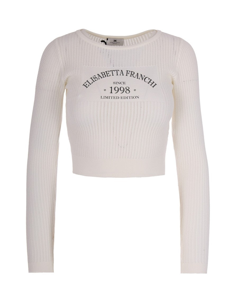 Elisabetta Franchi Knitted Top With Printed Logo
