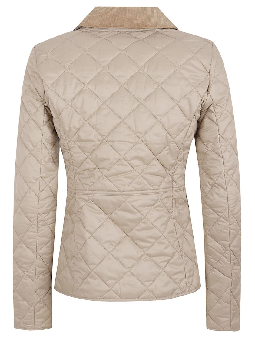 Barbour Quilted Jacket With Corduroy Collar And Contrast Lining