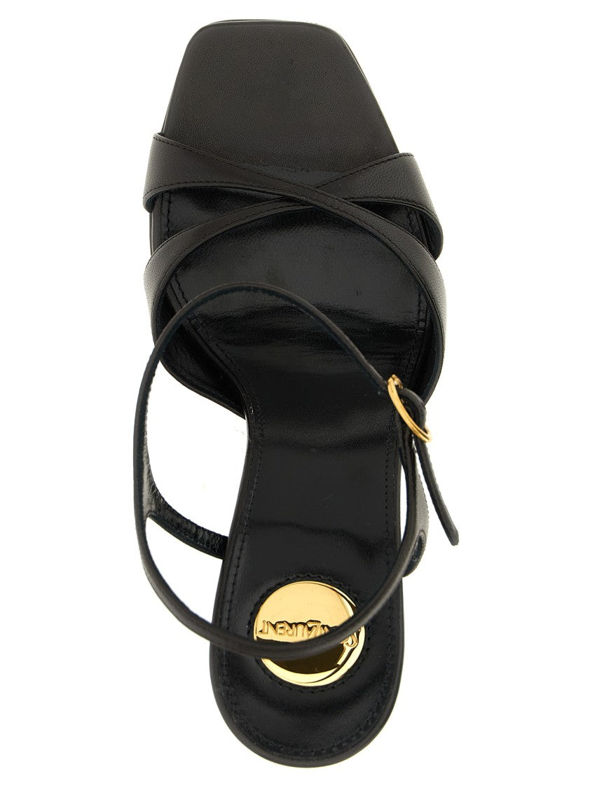 Saint Laurent Debbie Leather Sandals With Adjustable Ankle Strap