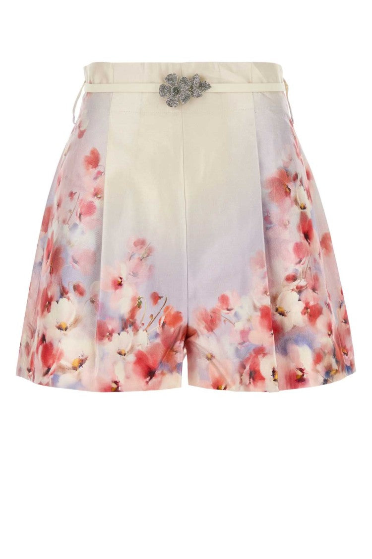 Zimmermann Printed Satin Crush Shorts
