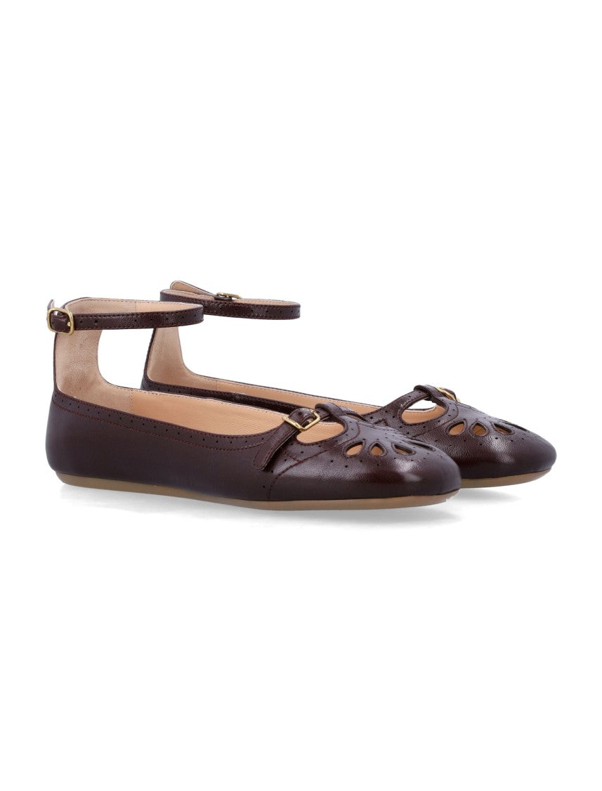 Chloé Misty Round Toe Leather Ballerina Flats