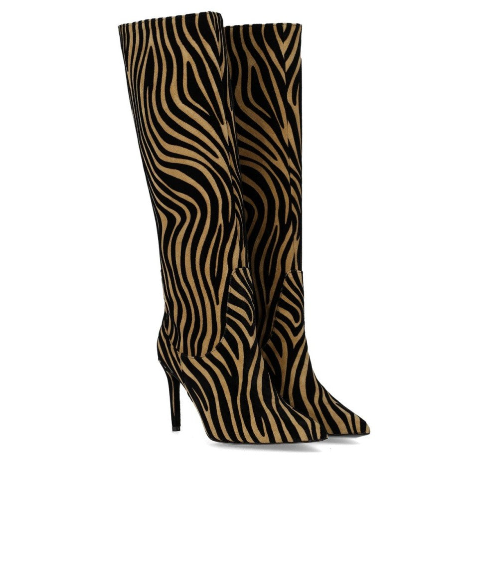 Ncub Bit Beige Zebra Print High Boot