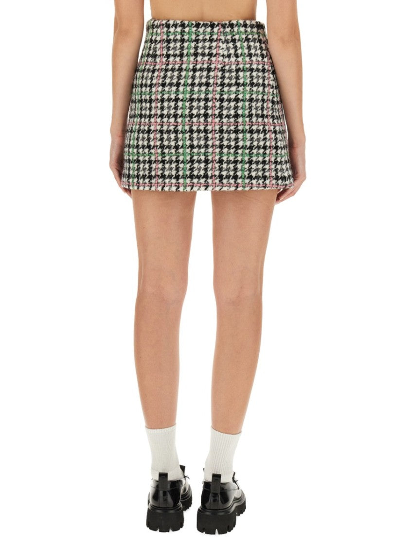 Msgm Classic Houndstooth Mini Skirt With Textured Finish