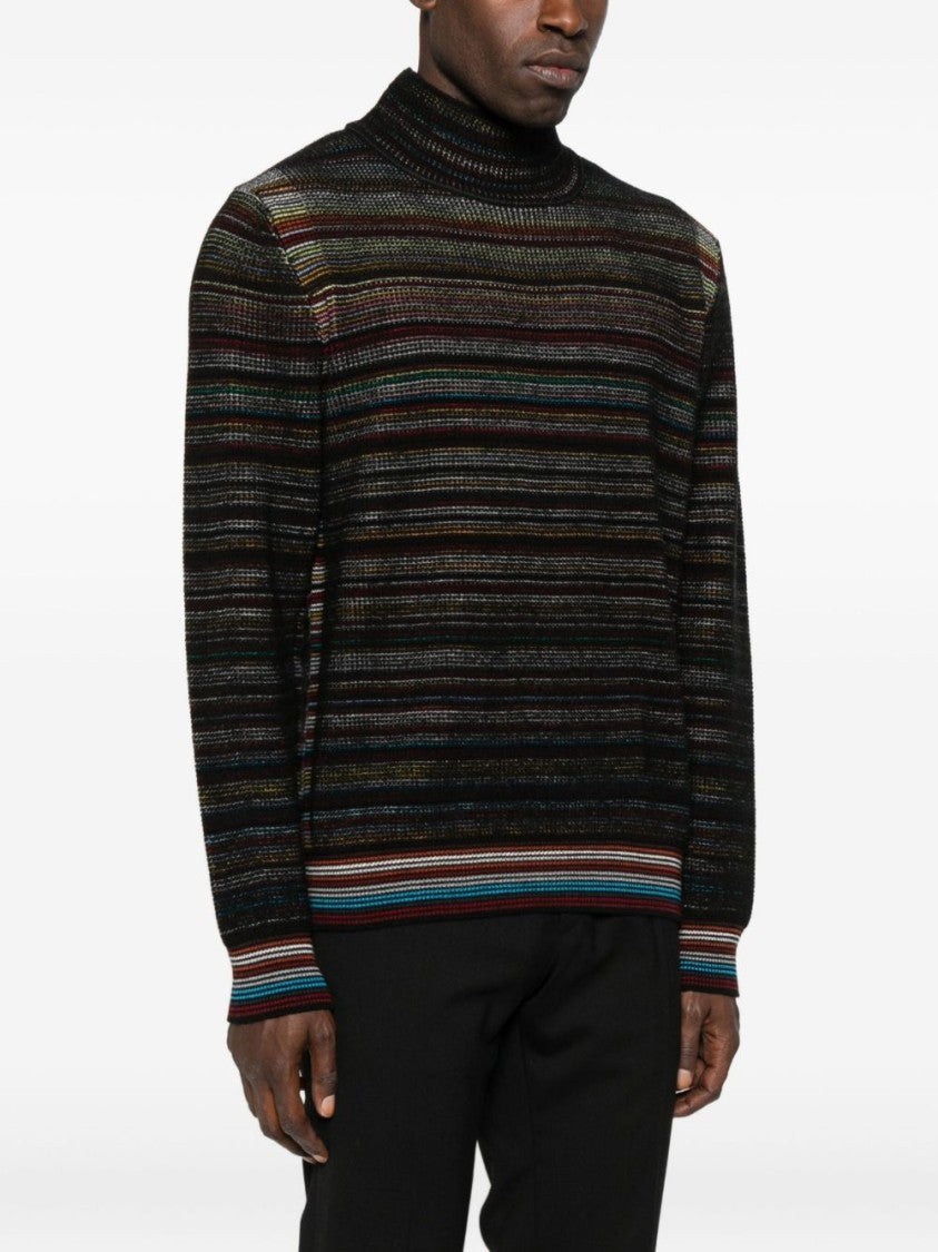 Paul Smith Fitted High-Neck Multicolour Stripe Paul Smith Sweater