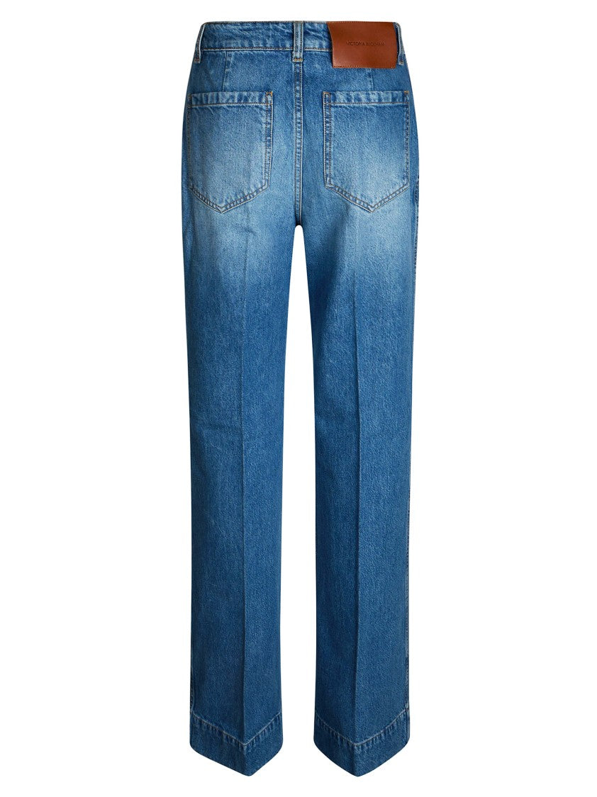 Victoria Beckham Mid-Blue Alina Straight-Leg Denim Jeans