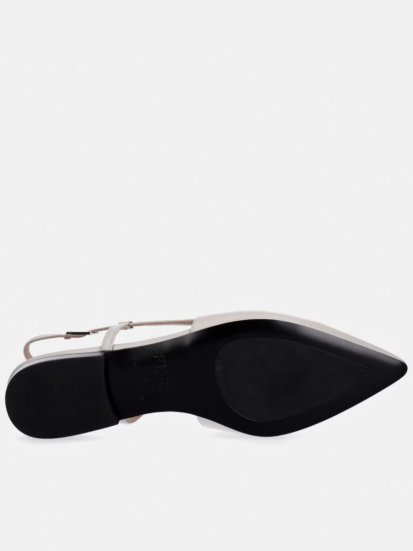 Furla Punta Vallerina Pointed Toe Leather Slingback Flats
