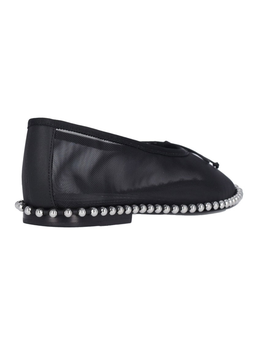 Alexander Wang "Lina" Studded Mesh Ballerinas – Black