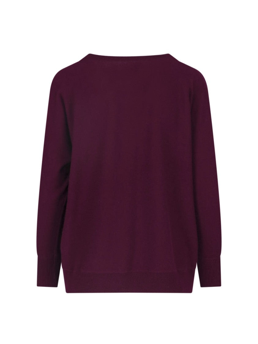 Lisa Yang Deep V-Neck Relaxed Ribbed Knit Sweater