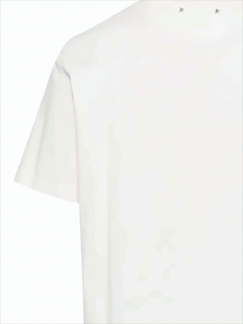 Golden Goose Short-Sleeved Cotton Tee With Front Label And Star Accents