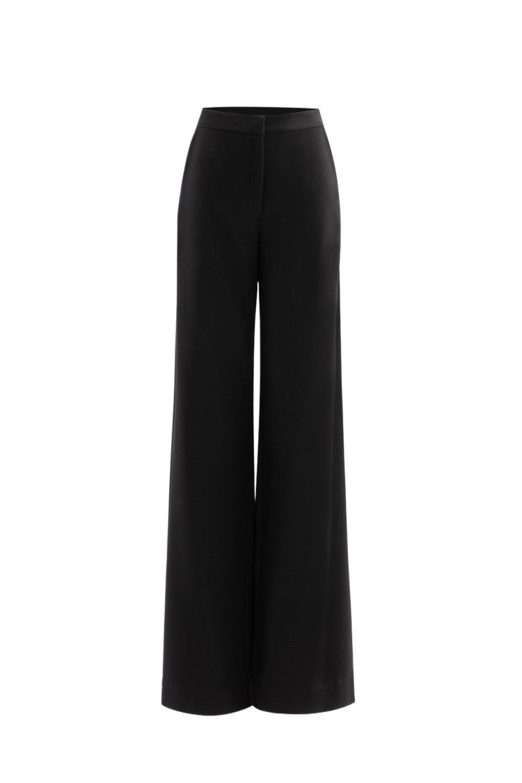 Saiid Kobeisy Jet Black Wide-Leg Tailored Pants