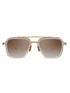 Dita Gradient Brown Sunglasses With Gold Detailing And Square Frame