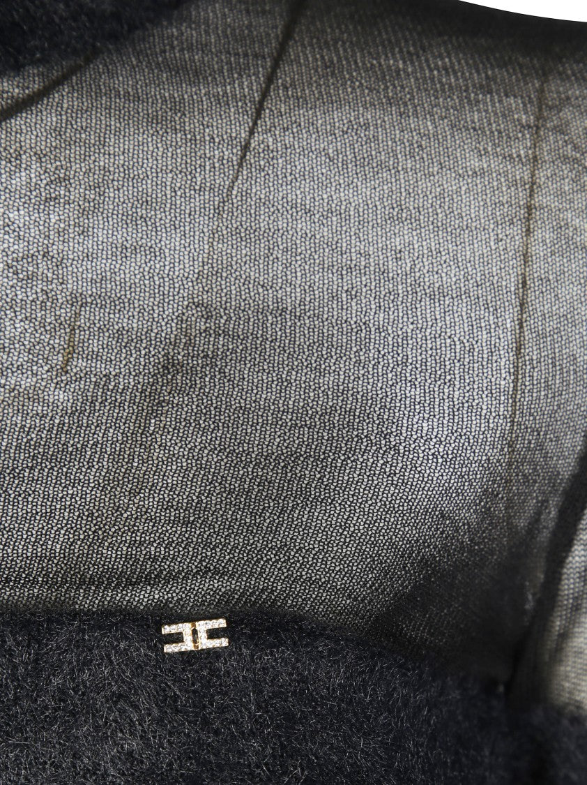 Elisabetta Franchi Fitted Ribbed Knit Top With High Turtleneck