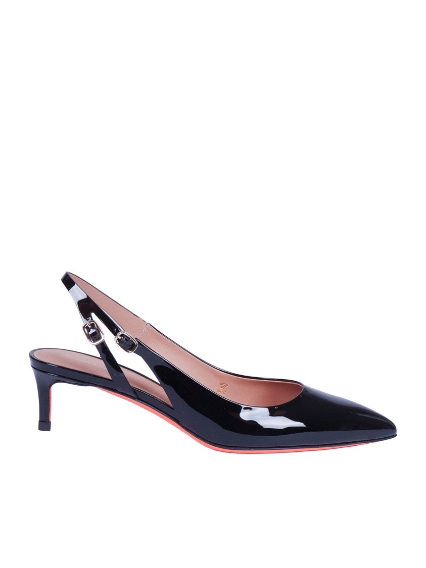Santoni Glossy Patent Calfskin Slingback Pumps