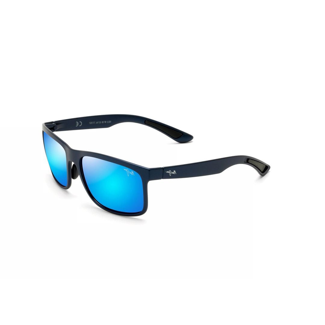 Maui Jim Huelo Matte Finish Rectangular Sunglasses With Blue Mirrored Lenses