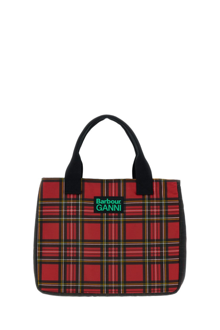 Barbour Tartan Pattern Tote Bag With Embroidered Logo And Internal Zip Pocket