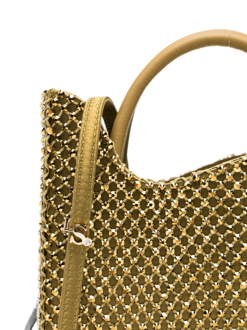 Le Silla Wave-Edge Metallic Mesh Overlay Shoulder Bag