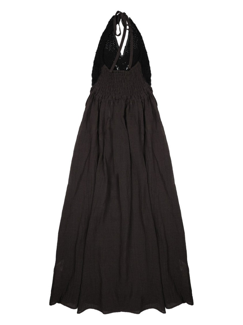 120% Lino Linen Polyamide Halter Crochet Dress
