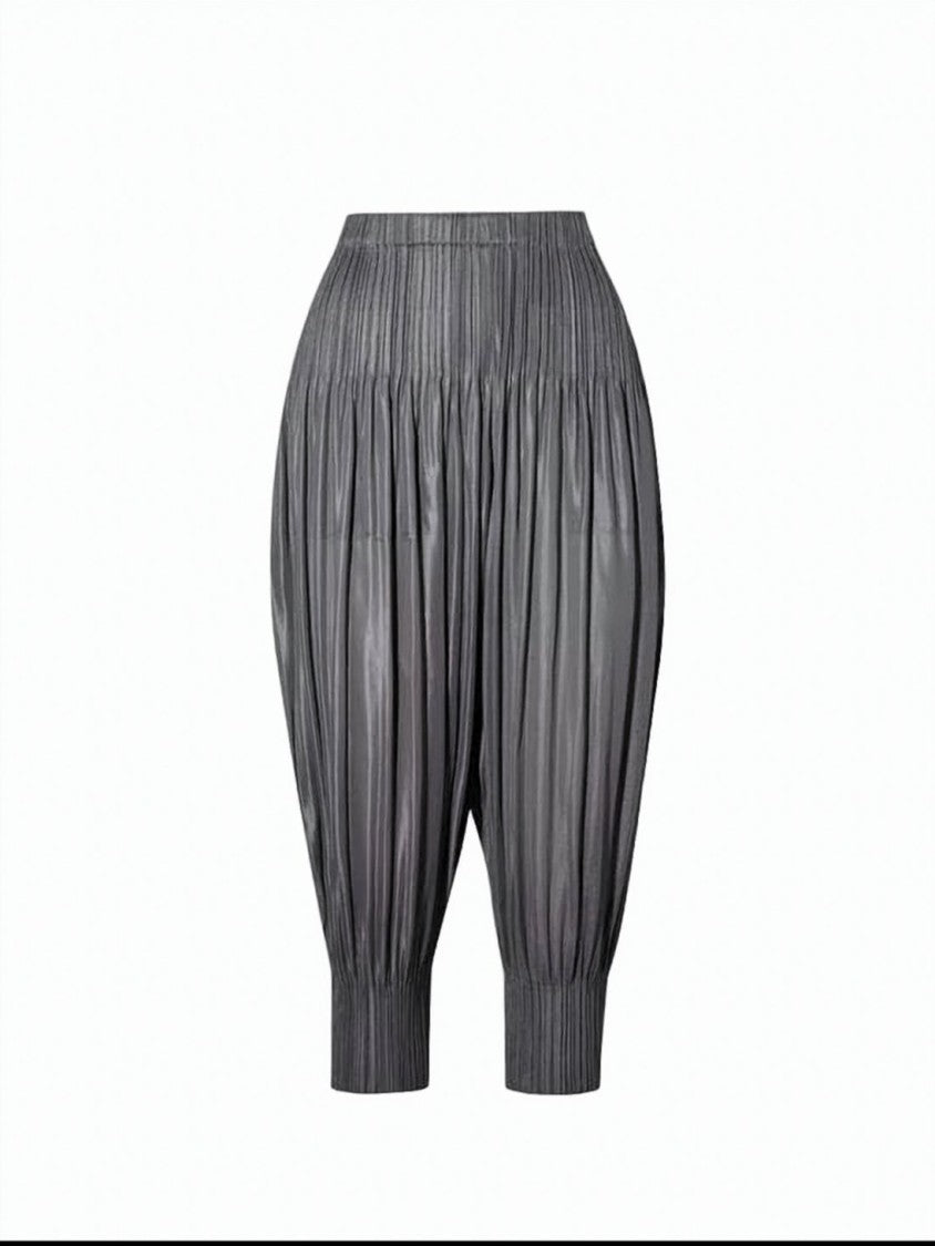 Pleats Please Pleated Design Cropped Trousers With Balloon Silhouette