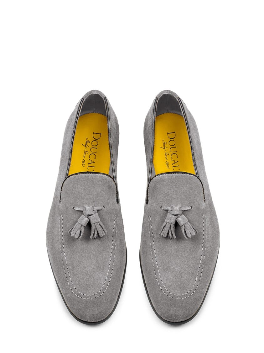 Doucal's Slip-On Grey Suede Flat Shoes