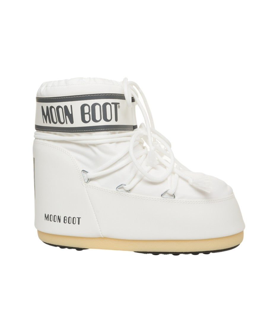 Moon Boot White Low Nylon Ankle Boots With Padded Shaft