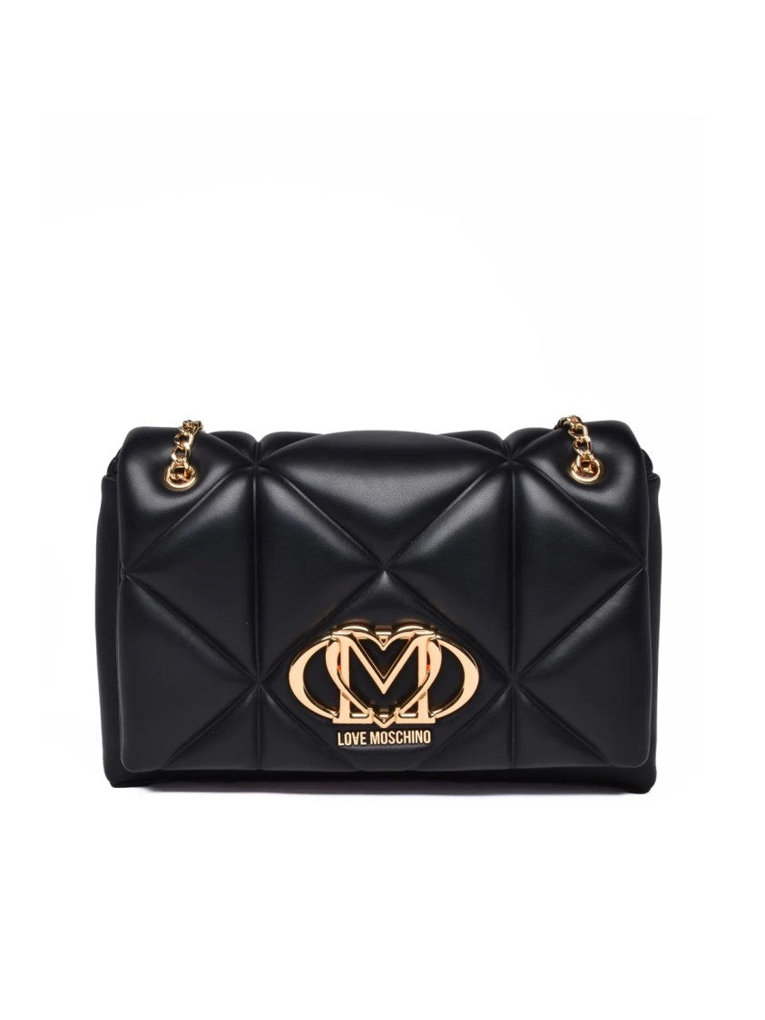 Love Moschino Black Polyurethane Quilted Shoulder Bag