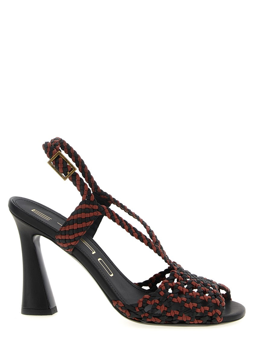 Etro Two-Tone Woven Fabric Sandals With Adjustable Strap And Leather Sole
