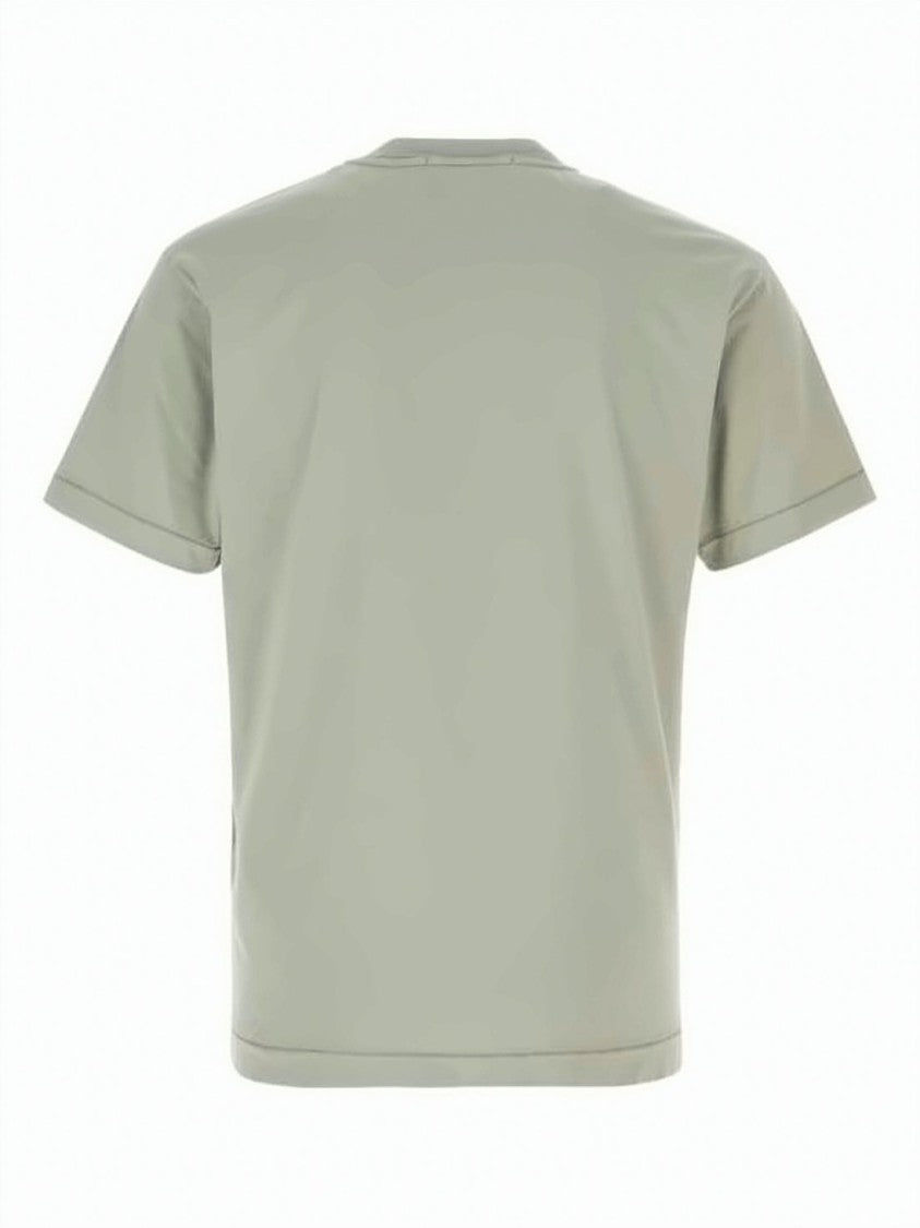 Stone Island Grey-Green Short-Sleeve T-Shirt With Iconic Patch