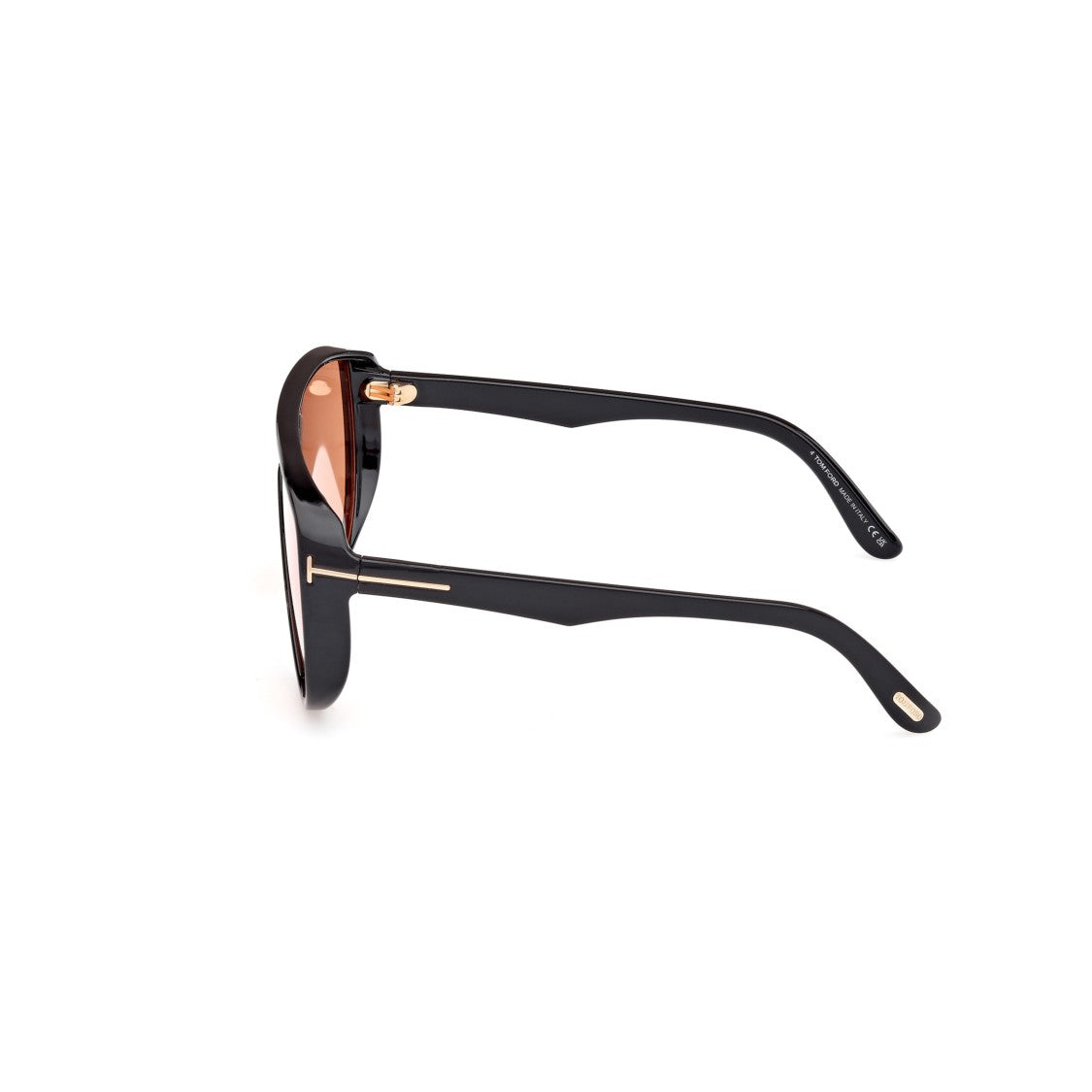 Tom Ford Aviator Sunglasses With Amber Tinted Lenses And Gold Accents