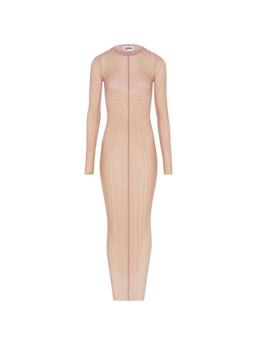 Jean Paul Gaultier Long Spiral Dress Pale Pink